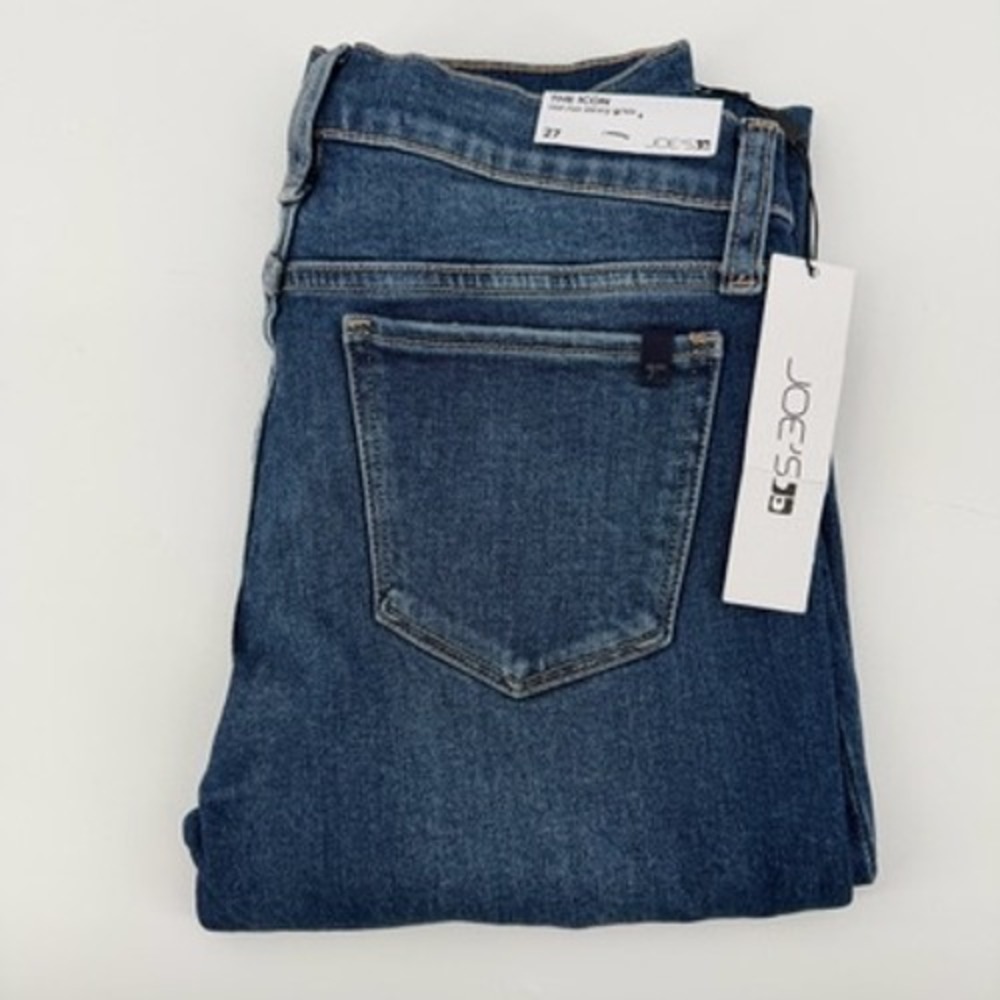 Joes Jeans The Icon Mid Rise Skinny Ankle Distressed Raw‎ Hem Blue Jeans 27 NEW